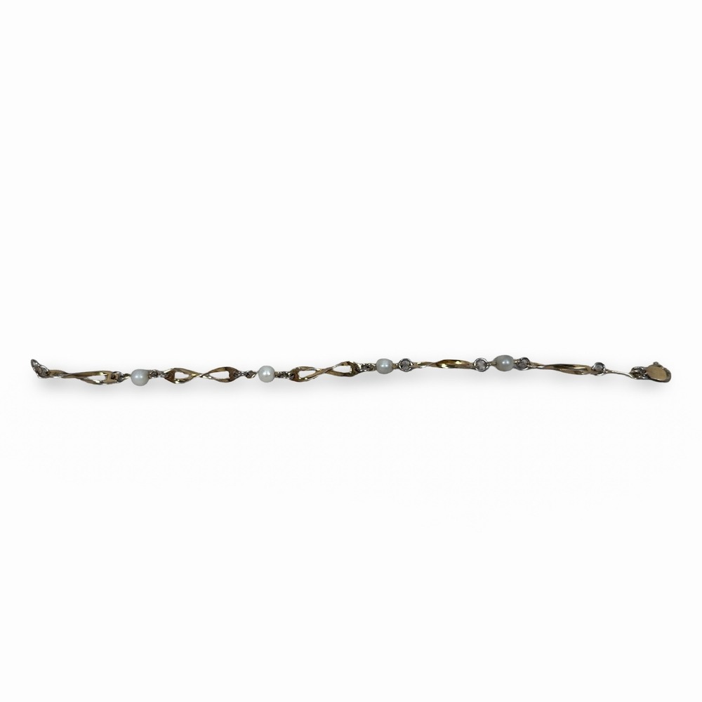 Winard Vintage 1/20 12kt Yellow Gold Filled Natural Pearl Link Bracelet 4g